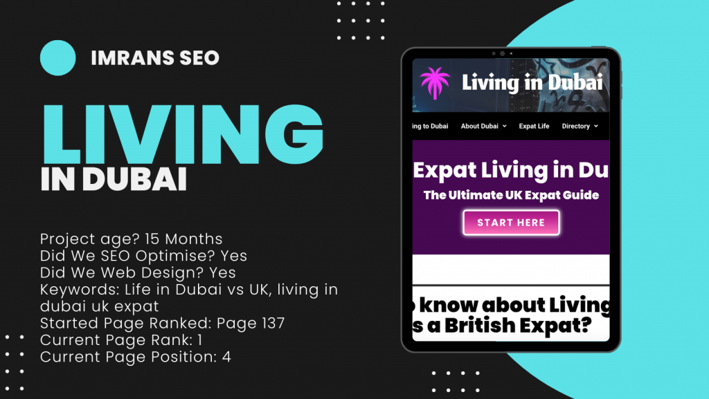 Living in Dubai Website Design and seo