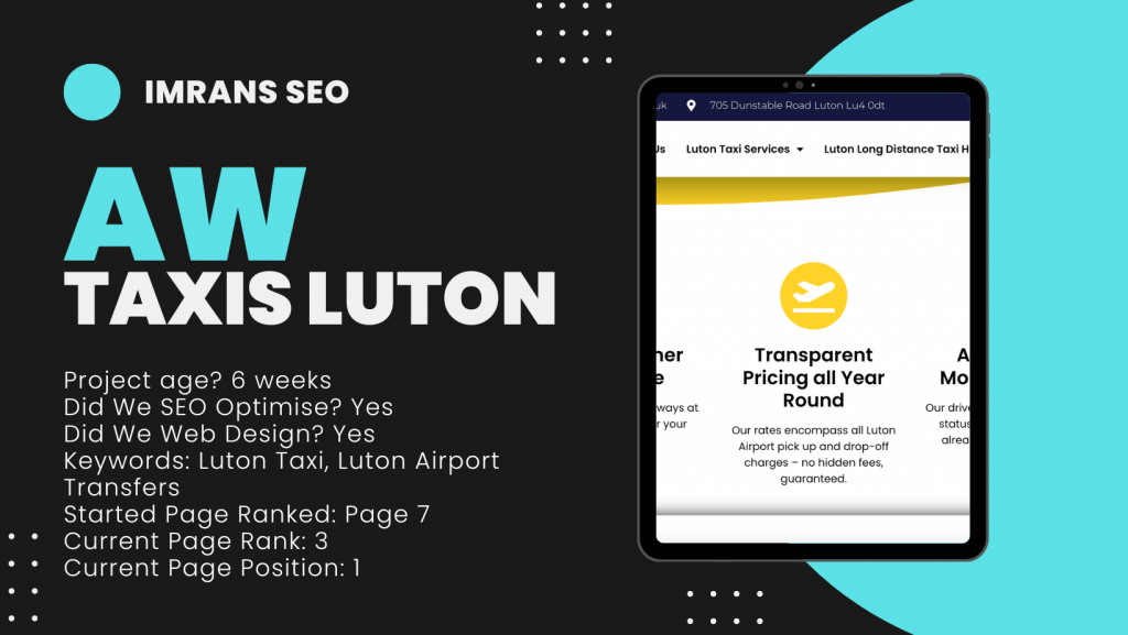 Luton Taxi Company web design and seo