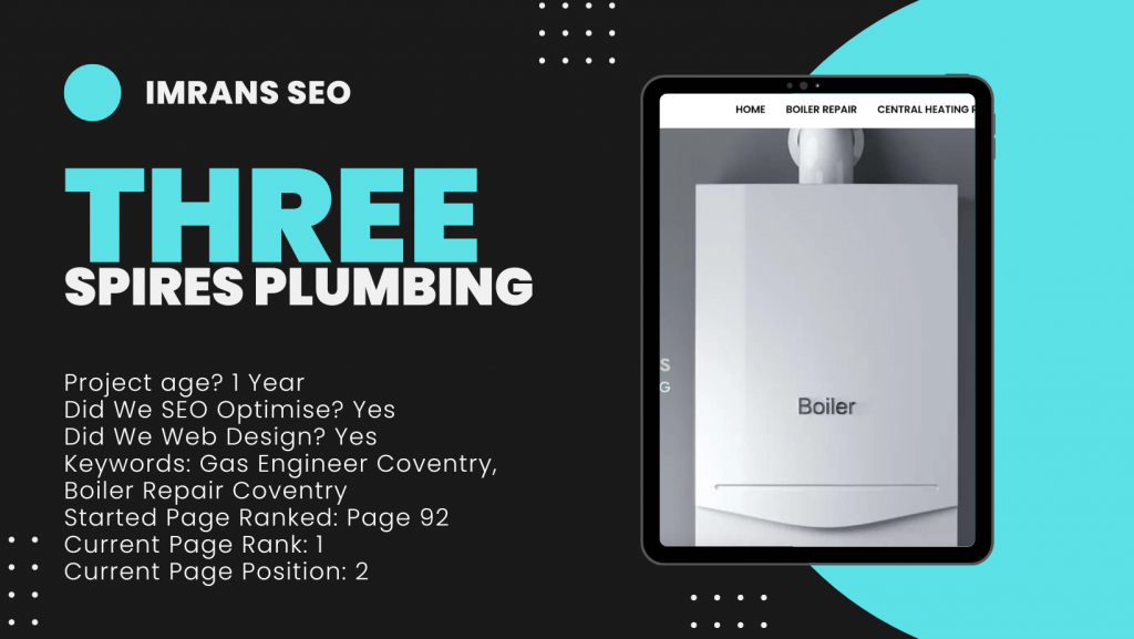 Three Spires Plumbing Coventry UK Web design and seo